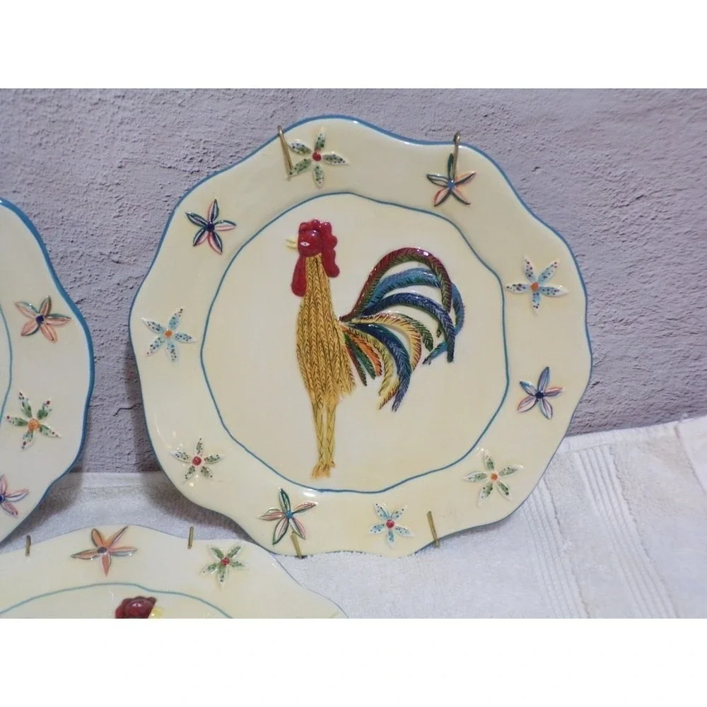 Market by Cindy Shamp Ceramic Rooster Hand Painted Plates‎ w/Hangers Set of 3